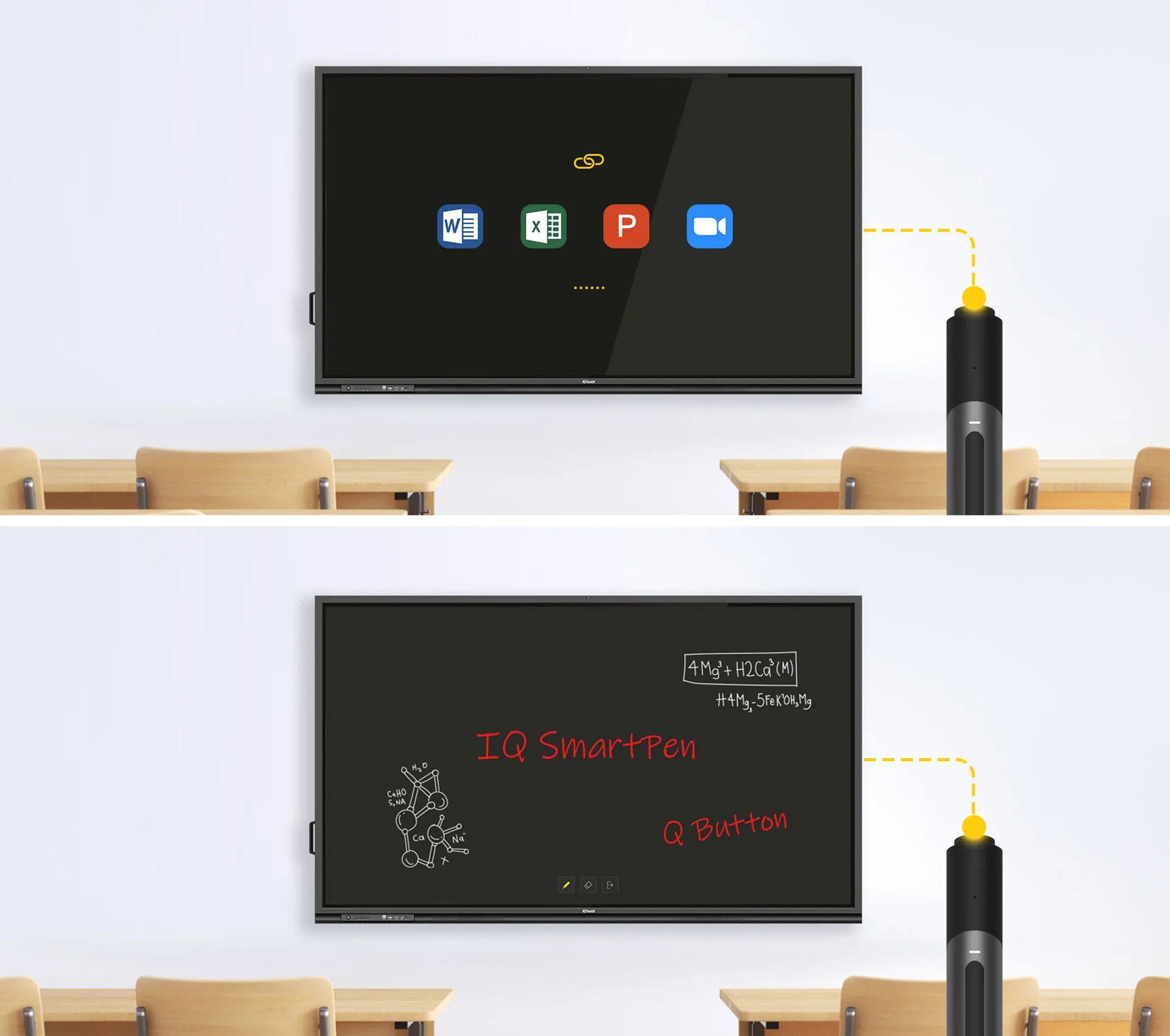 IQSmartPen with Q button for quick access to hyperlink and blackboard